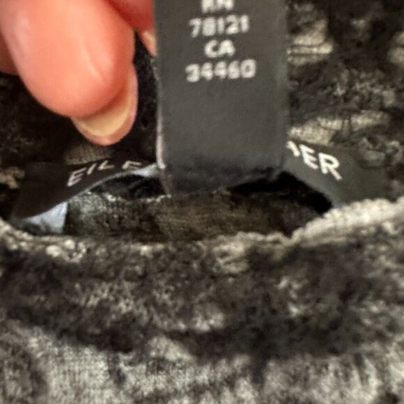 EILEEN FISHER Open Front Cardigan Sweater Wool Black Speckled - Picture 12 of 16